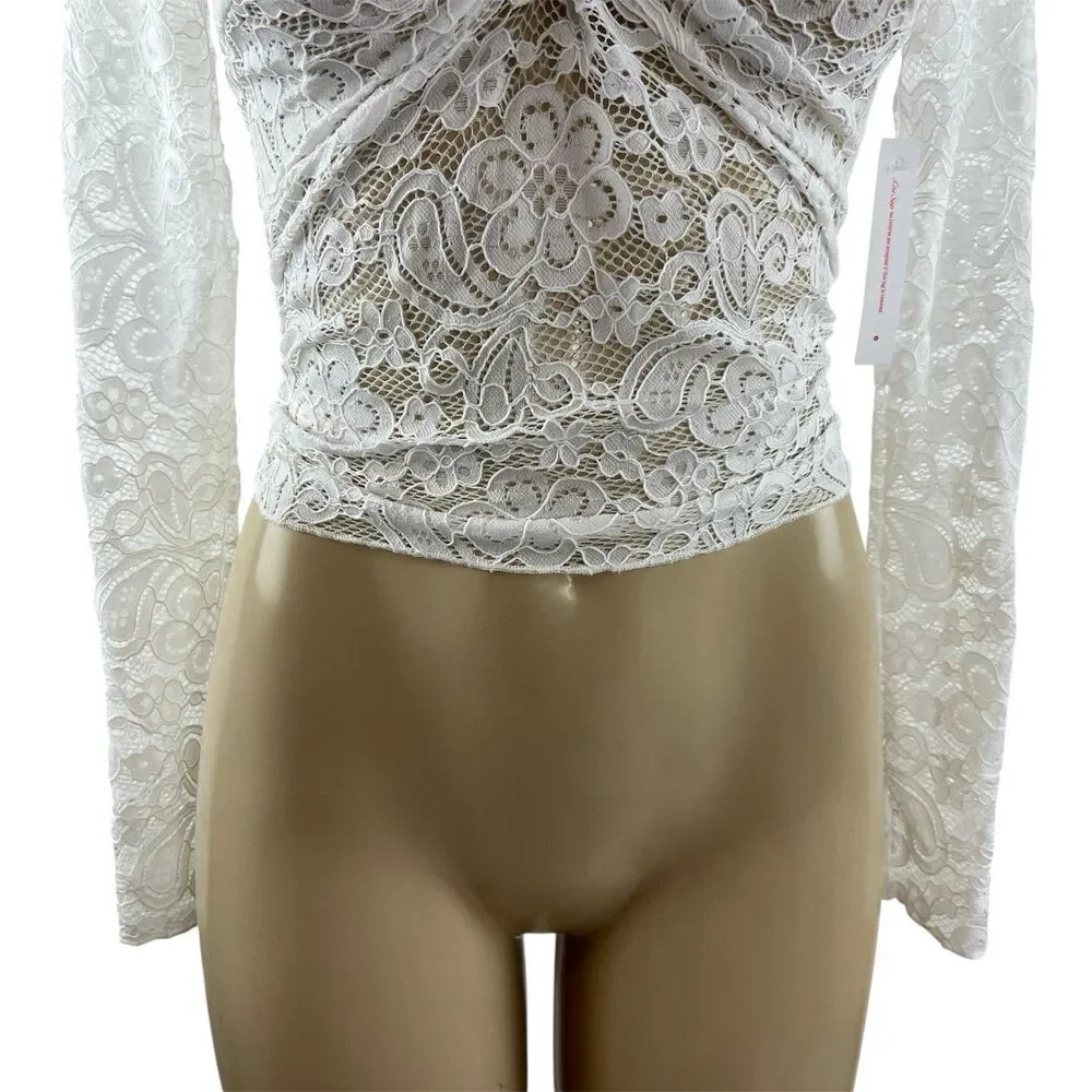 Lisa Says Gah Aurelia Top Size S White Vanilla Lace Sheer